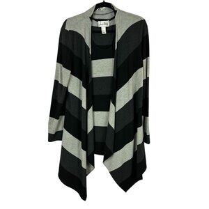 Joseph Ribkoff Black and Gray Waterfall 2 Piece Tank Top Cardigan Set Size 12